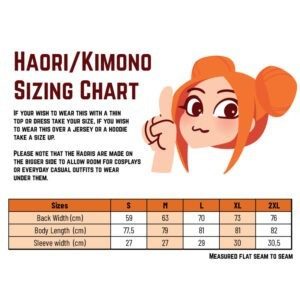 Haori/Kimono sizing chart