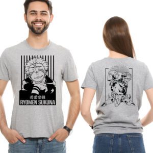 Anime T-shirt - Jujutsu Kaisen - Sukuna - Grey - 01