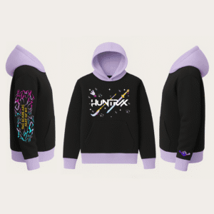 Anime Embroidered Hoodie – KPOP Demon Hunters – Huntrix - GLOW IN THE DARK