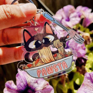 OC Perspex Keyring - Cat Cafe - Purr-ghetti