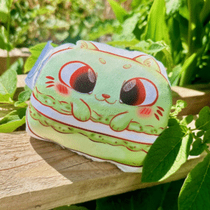 OC Mini Pillow - Cat Cafe - Green Meowcaron - 01