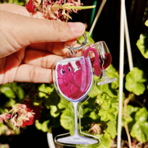 OC Perspex Keyring - Cat Cafe - Whisker Wine