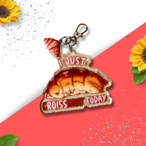 OC Perspex Keyring - Cat Cafe - Croissant Cat