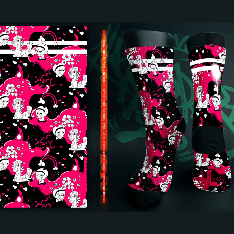 Fandom Socks - Cartoon Network - Grim Adventures - Mandycorn Fandom Socks - Cartoon Network - Grim Adventures - Mandycorn