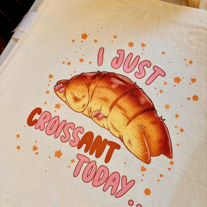 OC Tote Bag - Cat Cafe - Cat Croissant OC Tote Bag - Cat Cafe - Cat Croissant