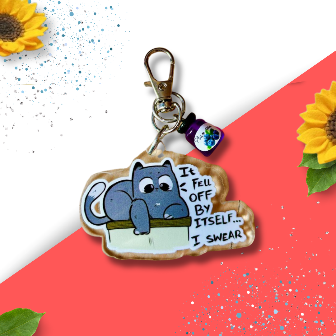 OC Perspex Keyring - Cat Collection - 'Fell By Itself' Cat OC Perspex Keyring - Cat Collection - 'Fell By Itself' Cat