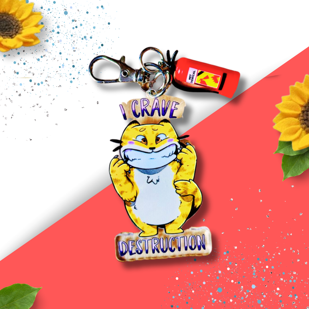 Oc Perspex Keyring - Cat Collection - Destruction Cat Oc Perspex Keyring - Cat Collection - Destruction Cat