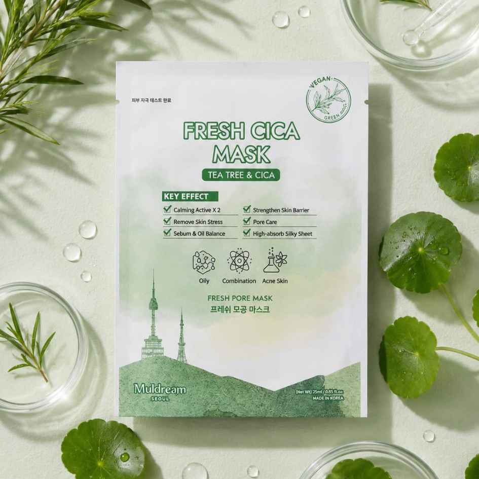 Korean Skincare - Muldream Fresh Cica Pore Mask - 01