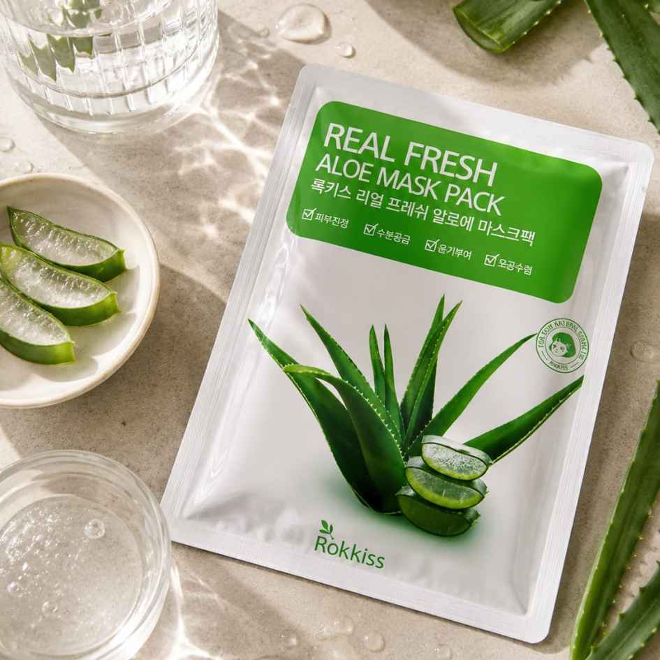Korean Skincare – Rokkiss Real Fresh Sheet Mask Collection – Aloe – 01