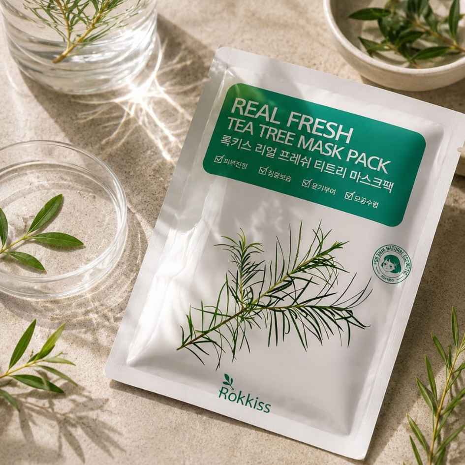 Korean Skincare – Rokkiss Real Fresh Sheet Mask Collection – Tea Tree – 01