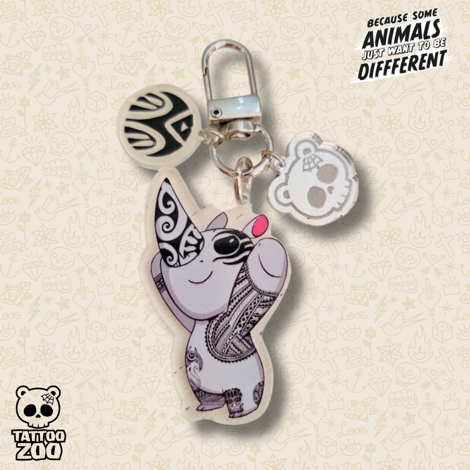 Tattoo Zoo - Dwayne the Rhino - Keyring (LICENSED) - 01 Tattoo Zoo - Dwayne the Rhino - Keyring (LICENSED) - 01