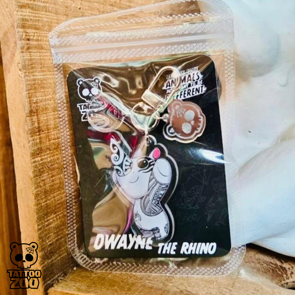 Tattoo Zoo – Dwayne the Rhino – Keyring (LICENSED) – 02