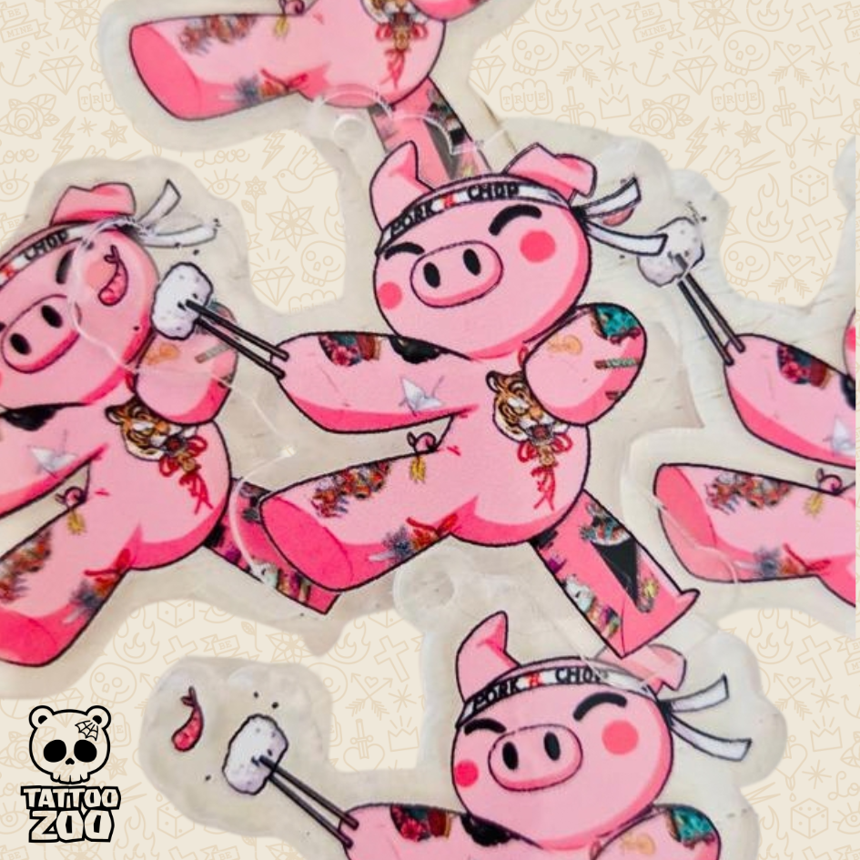 Tattoo Zoo – Hiro the Pig – Keyring (LICENSED) – 02