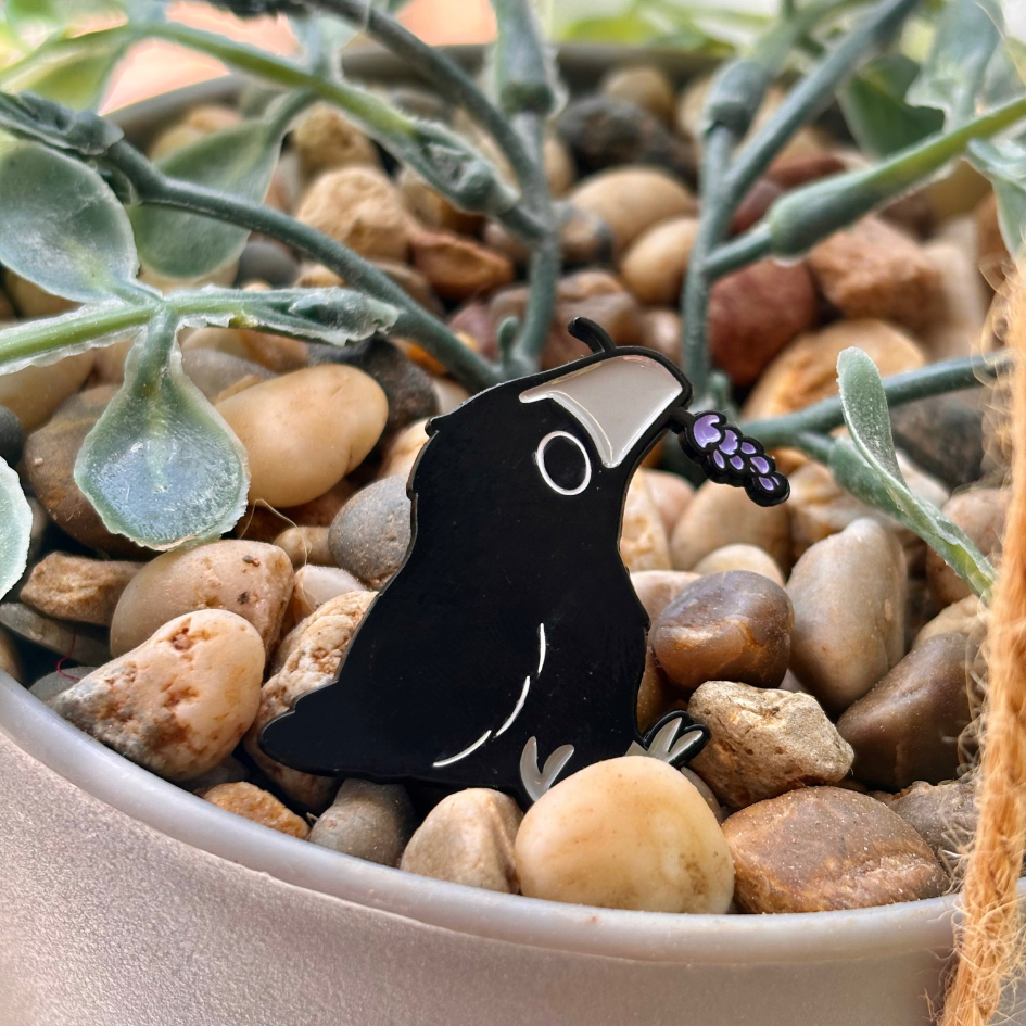Enamel Pins – Crows – Crow with Lavender