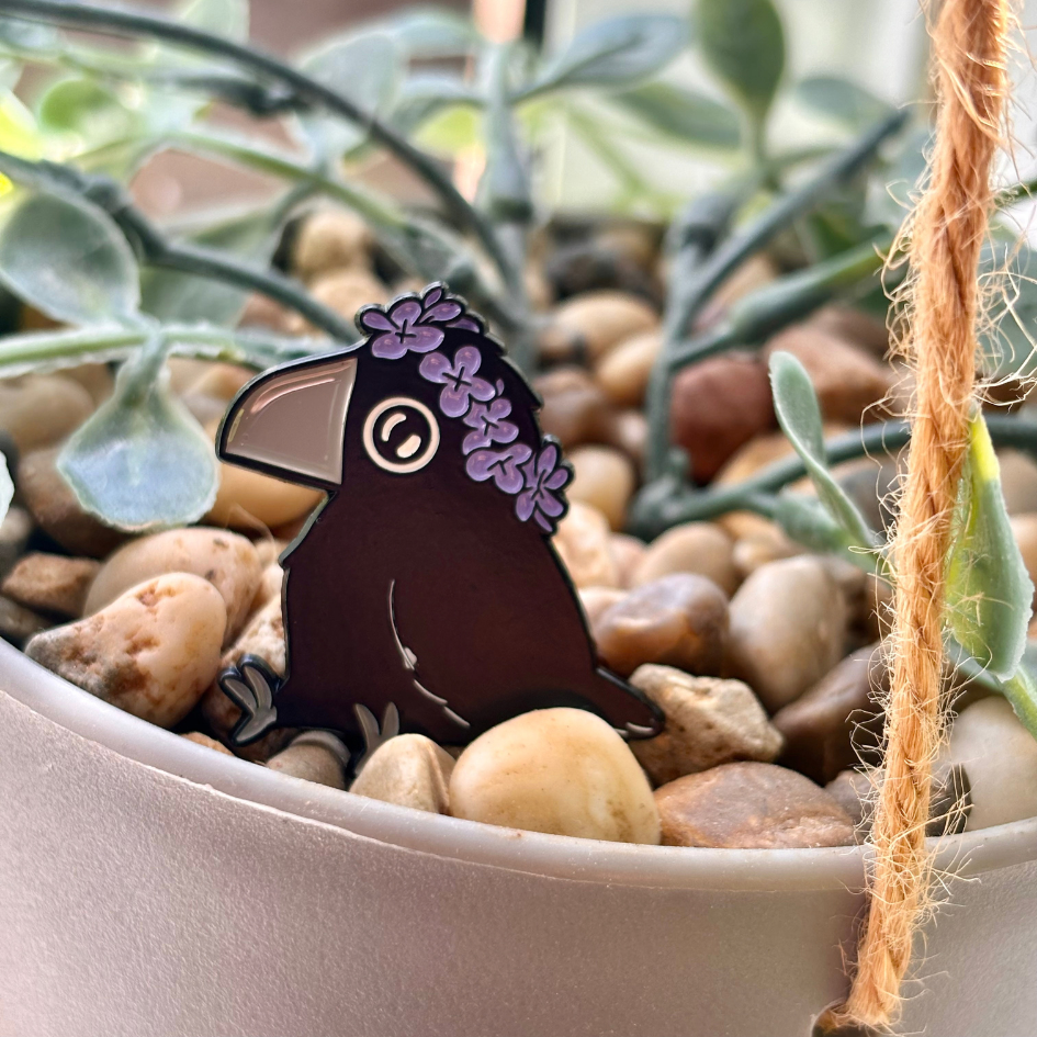 Enamel Pins – Crows – Flower Crown Crow